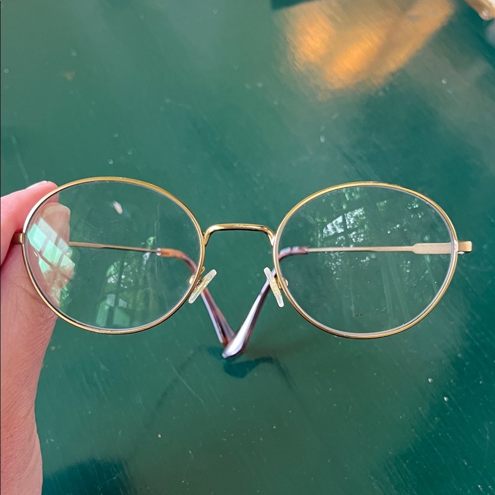 Brooks Brothers Gold Round Eyeglass Frames, Gold and Brown